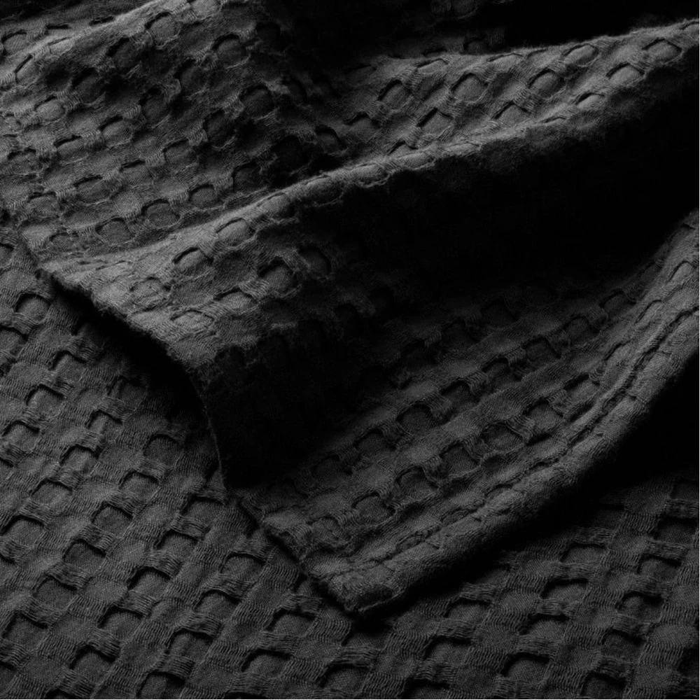 NEW Casaluna Washed Black Waffle Weave shower Curtain